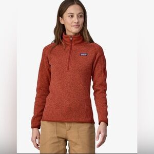 Patagonia Better Sweater 1/4 Zip Fleece in Red Orange Size Small